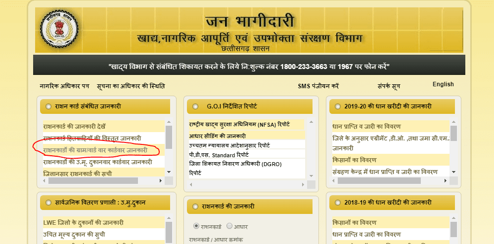 CG Ration Card Online Check