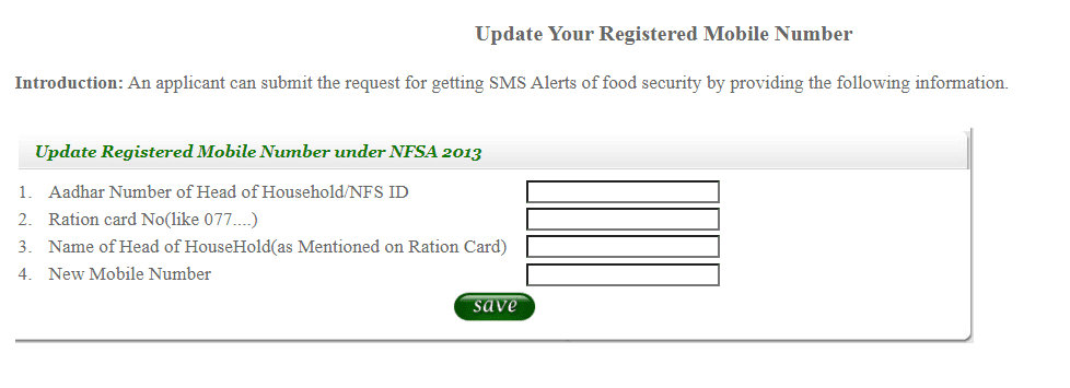 update your registered mobile number