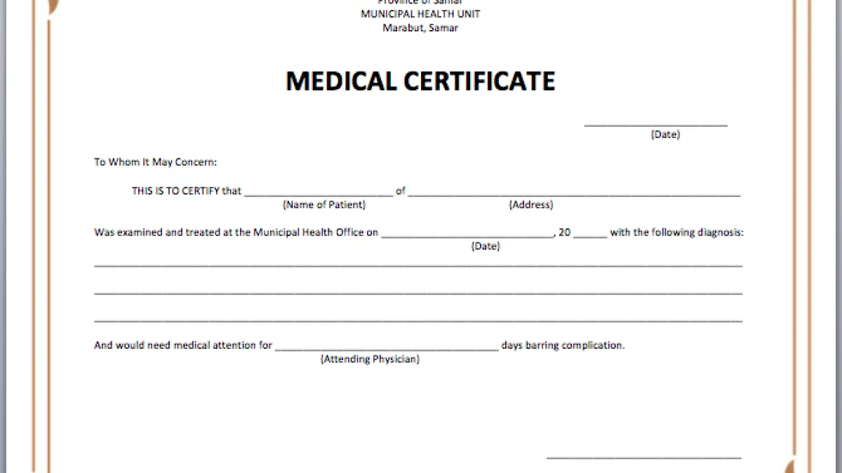 PDF} Medical Fitness Certificate Form Pdf Format Download