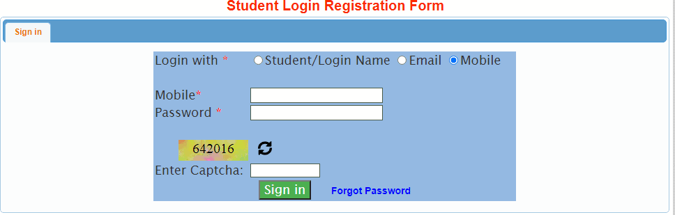 Student Login Registration Form
