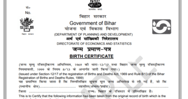 bihar birth certificate form pdf