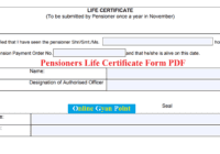 Life Certificate Form for Pensioners