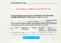 HP Income Certificate Application Form