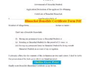 Himachal Residence Certificate Form PDF