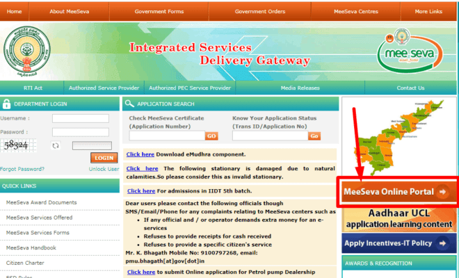 AP Meeseva Portal Registration, Login Online Services @ ap.meeseva.gov.in