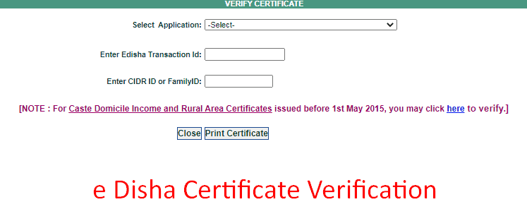 e disha certificate verification