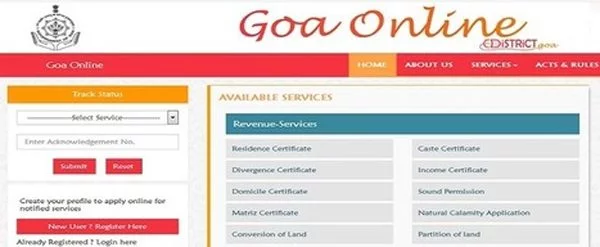 goa online portal goaonline.gov.in