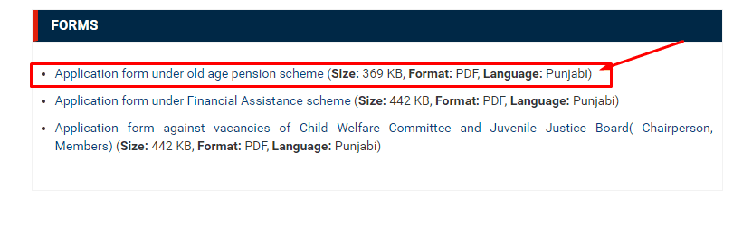 punjab old age pension scheme form