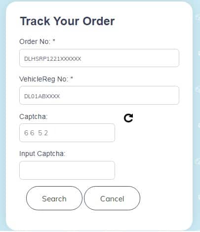 hsrp delhi track your order