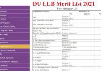 DU LLB Merit List 2021