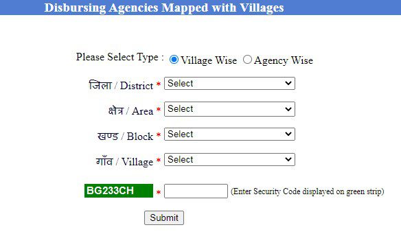 Disbursing Agencies Mapped with Village