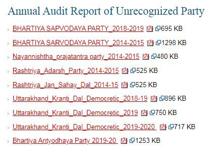 Annual Audit Report of Unrecognized Party