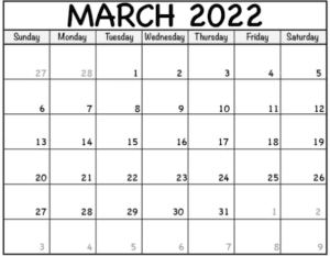 Free March 2022 Calendar Printable Templates Download – OnlineGyanPoint