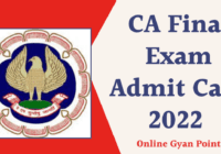CA Final Exam Admit Card 2022