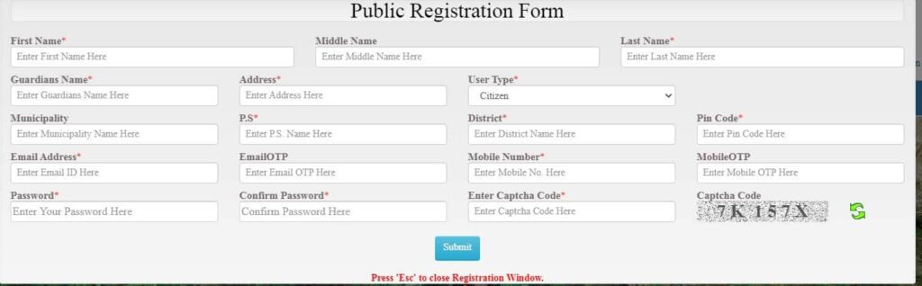 bangalbhumi citizen registration online