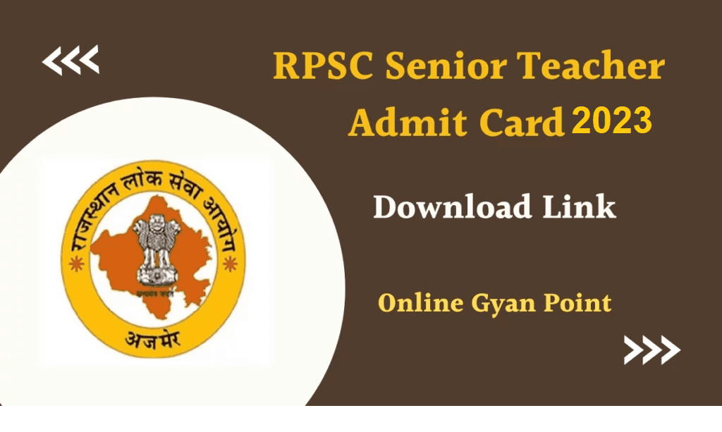 rpsc senior teacher admit card 2023