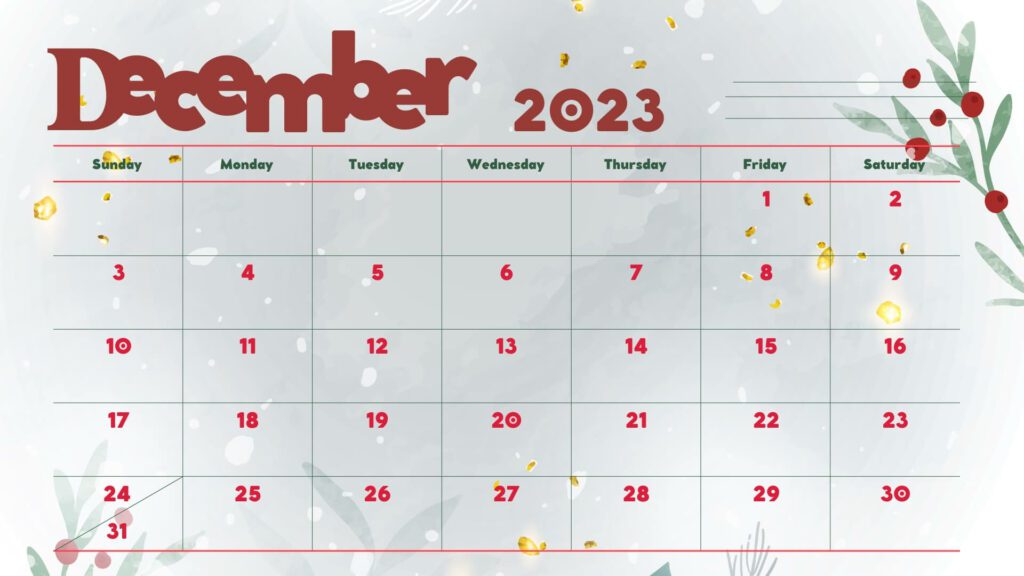 December 2023 Cute Calendar Wallpaper